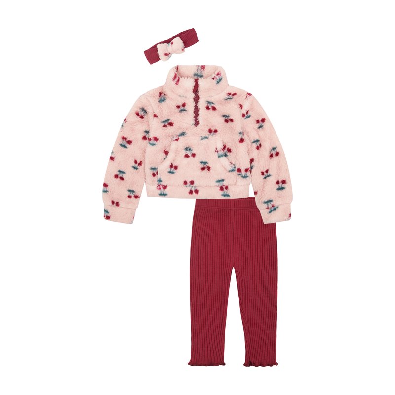 Wonderluxe Baby Girls' Teddy Fleece Pullover and Legging 3-Piece Set Sizes 0-3M-24M