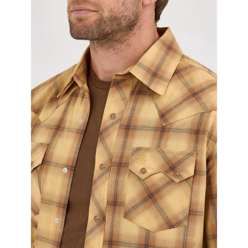 Wrangler Retro Modern Fit Curry Plaid - Mens Shirt - 112368074