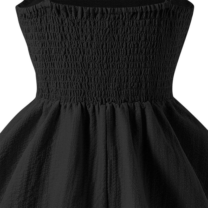 Xdegoge Girls Formal Dress Ruched A Line Swing Teen Dresses Layered Tie Shoulder Flowy Formal Dresses Party Holiday Wedding Flower Girl Dress Black 10-12 Vestidos De Verano Para Niña