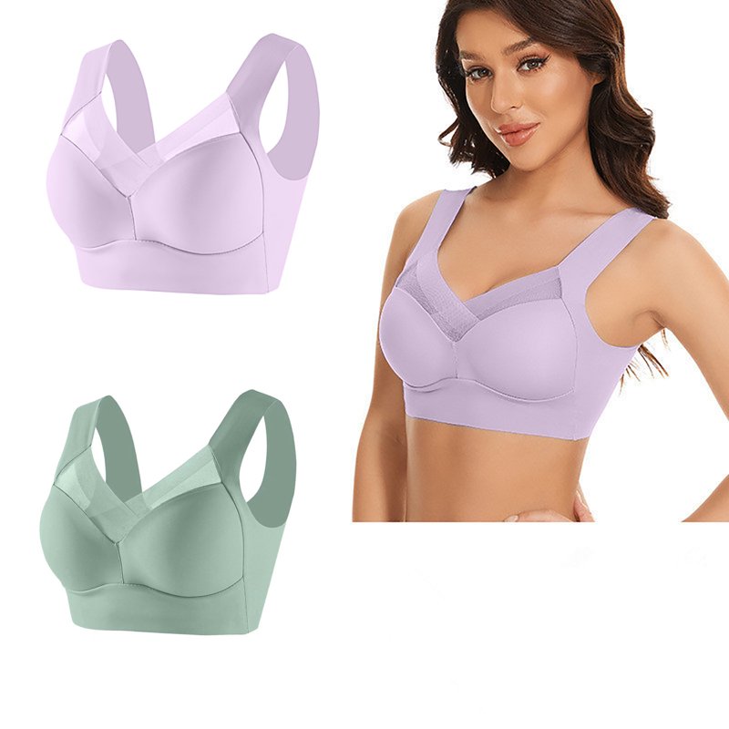 XFLWAM Seamless Push Up Bras for Older Women Wireless Posture Correcting Bra with Support Bra for Seniors Full Coverage Everyday Bra