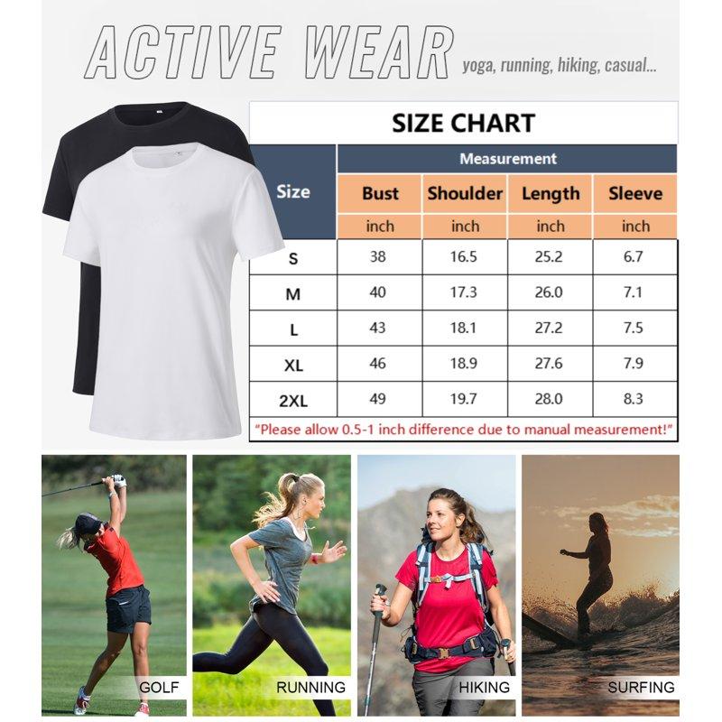 Xidunhg Women's Plus Size T-Shirts 3-Pack Black/White Crew Neck Tees Soft Stretch Cotton Basic Tops All-Season Bundle