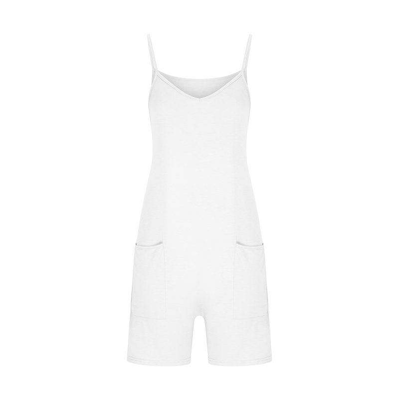 Xihbxyly Jumpsuits For Women Casual Womens Summer Casual Sleeveless Rompers Loose Spaghetti Strap Shorts Jumpsuit Linen Scoop Neck Wide Leg Jumpsuit With Pockets