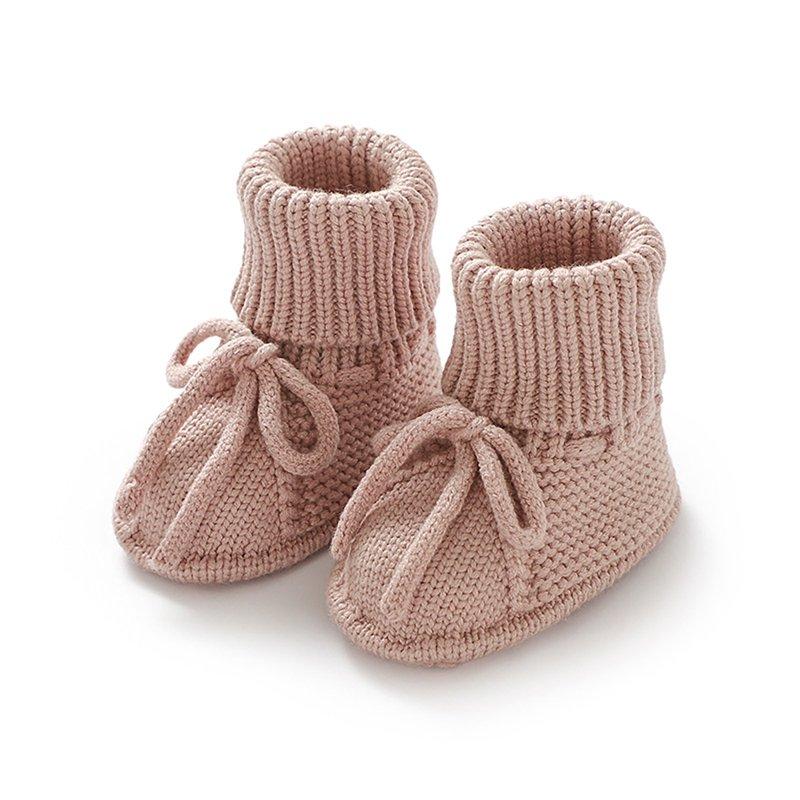 XIMIN Baby Booties Newborn First Walkers Cozy Shoes Sock Shoes Warm Hand Knit Soft Booties for Toddler Infant Boy Girl Cozy Shoes (6-9 Months Watermelon Red)