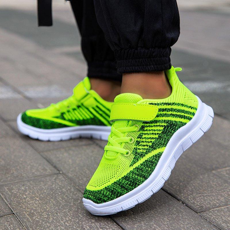 Yindaity Boys' Sneakers Fashion All Season Children Boys Sports Shoes Flat Thick Bottom Lightweight Non Toddler Running Shoes Green 7-8 Years