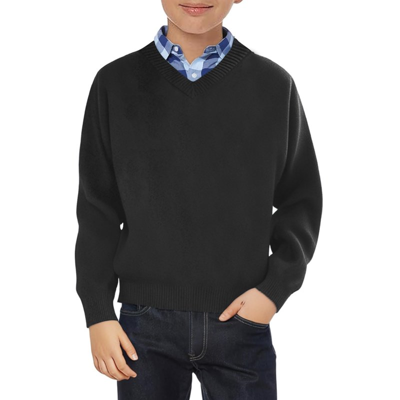Yindaity Toddler Cardigan Boys School Uniform Sweater Kids Long Sleeve V Neck Pullover Fall Winter Clothes(Black 10-11 Years)