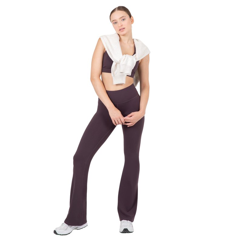 YITTY Active Women's Ultraluxe Kick Flare High Waist Legging Athleisure 4-Way-Stretch Deep Plum XS Regular 32" Inseam