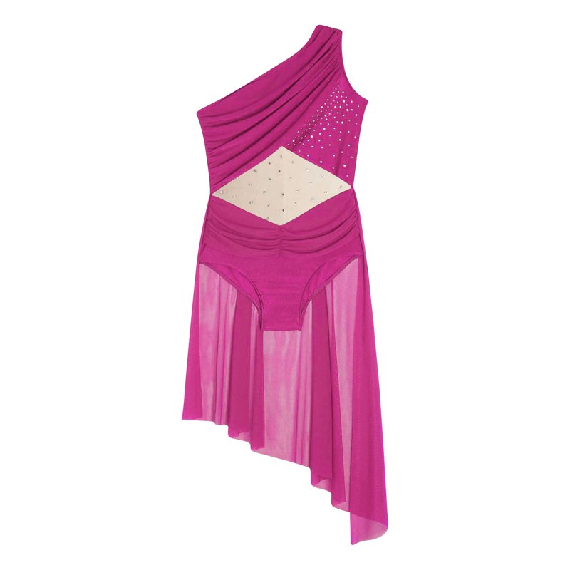 YiZYiF Lyrical Dance Dress For Girls Ballet Skirted Leotard Modern Dancewear Jazz Latin Dance Hot Pink 10