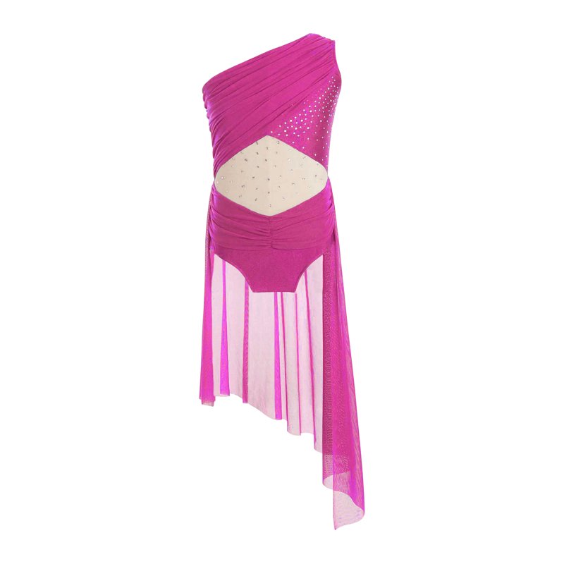 YiZYiF Lyrical Dance Dress for Girls Ballet Skirted Leotard Modern Dancewear Jazz Latin Dance Hot Pink 10