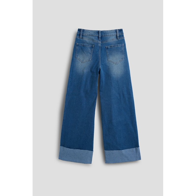 YMI Jeans Girls Wide Leg Mega Cuff Raw Hem