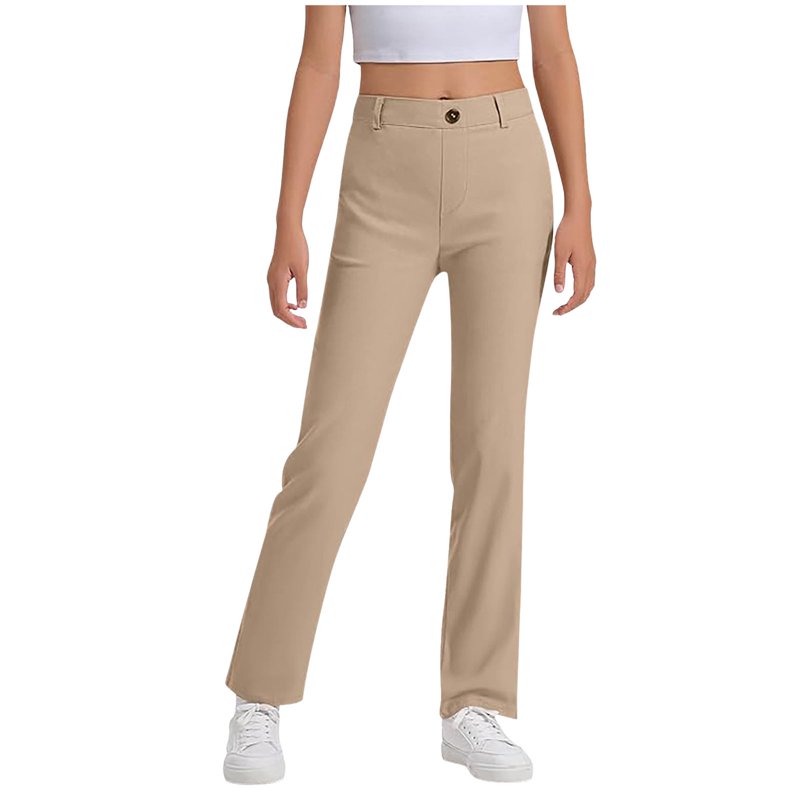 yocbz Leggings for Girls Cotton Leggings Toddler Kids Basic Solid Footless Tights Soft Stretchy Layering Yoga Pants Khaki 13-14 Years