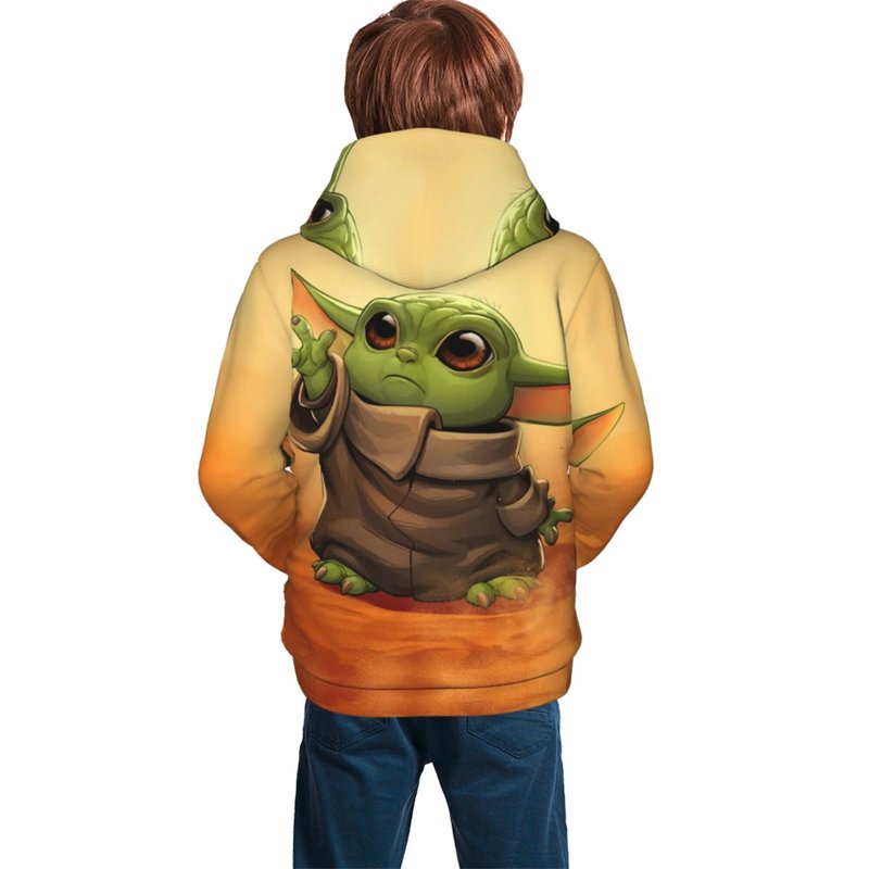 Yoda Youth Cartoon Hoodie Fashion Long Sleeve Kids Pullover Coat Casual Hoody Hooded Sweatshirts For Boys Girls