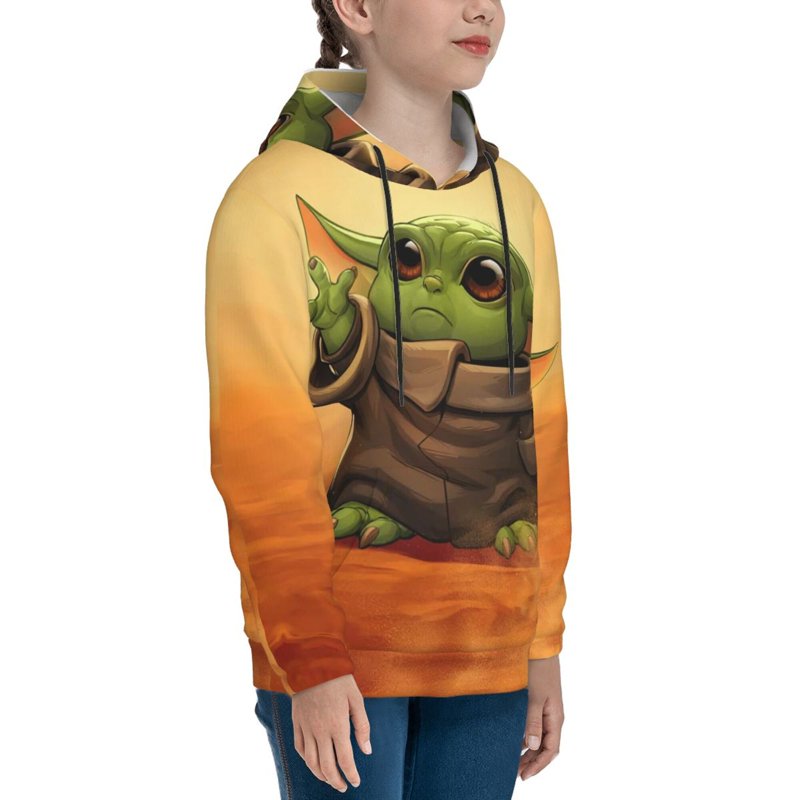 Yoda Youth Cartoon Hoodie Fashion Long Sleeve Kids Pullover Coat Casual Hoody Hooded Sweatshirts For Boys Girls