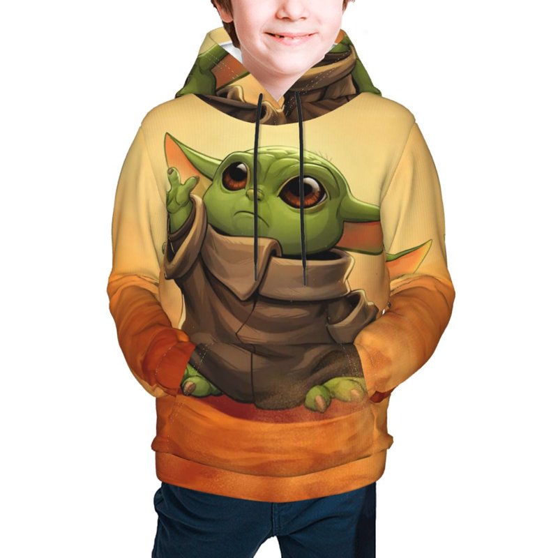 Yoda Youth Cartoon Hoodie Fashion Long Sleeve Kids Pullover Coat Casual Hoody Hooded Sweatshirts for Boys Girls
