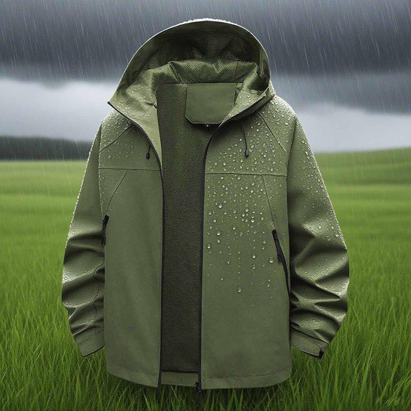 YOTAMI Fall Hiking Jacket For Women Plus Size Waterproof Outerwear Hooded Coats With Pocket Long Sleeve Solid Color Zipper Clothes Army Green L