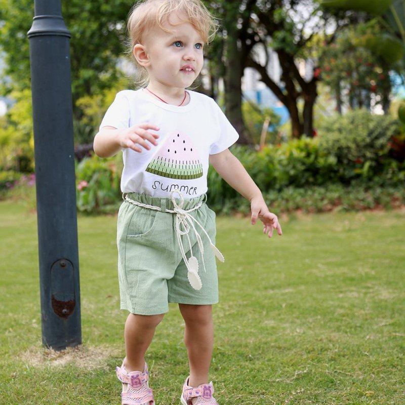 YOUNGER TREE Baby Girl Summer Short Set Female Cute T-Shirt Shorts 2pcs Clothes Outfits