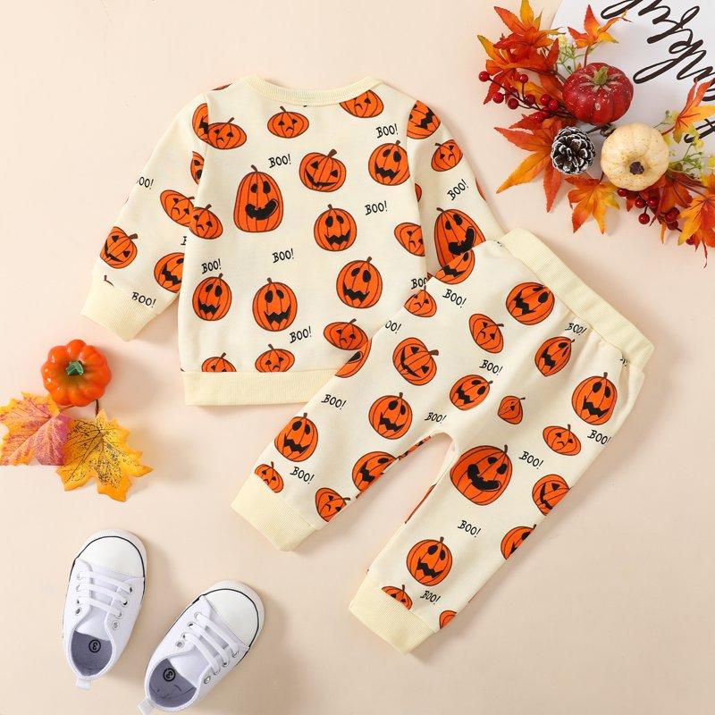 Younger Tree Baby Halloween Pumpkin Clothes Outfits Toddler Boy Girl Long Sleeve Sweatshirt Tops Pants Set