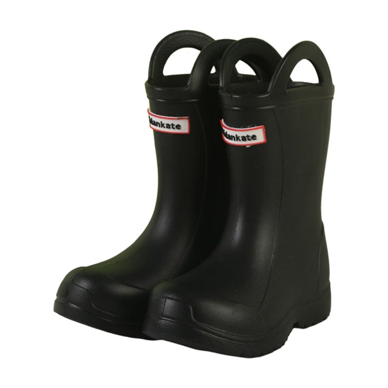 Yuncity Girls Boys Rain Boots Mid Calf Booties Lightweight Soft Sole Comfortable Toddler Little Seasonal Outdoor Play Boots Footwear Black 3.5-4 Years