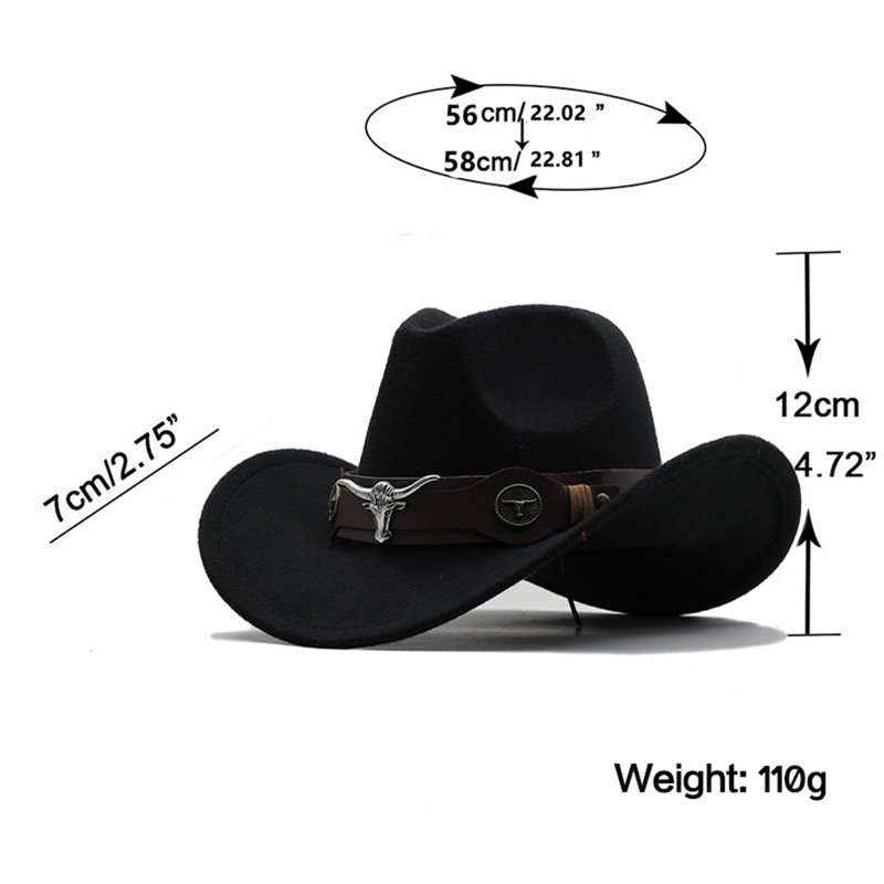 YunLXY Under $5 Gray Cowboy Hats For Women - Western Cowgirl Hat For Ladies With Buckle Belt Felt Fedora Hat