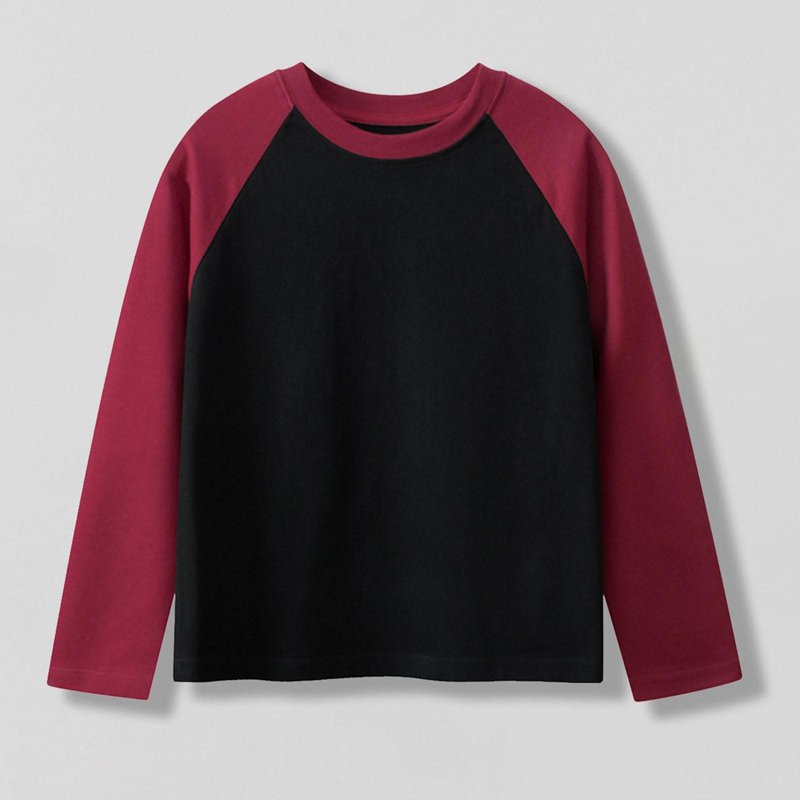 YUSIM Boys Color Block T Shirts- Cotton Fashion Casual Long Sleeve Kids Fall Clothes Black Size 6-16