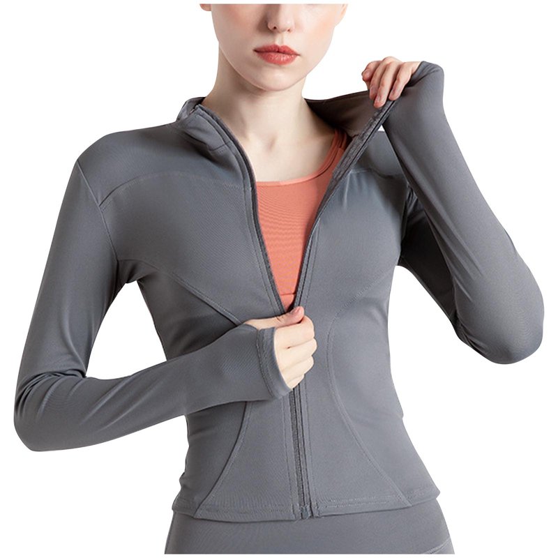 YYAPAYZB Gym Jacket For Women High Elastic Quick-Drying Breathable Sports Jacket Casual Stand Collar Slim Yoga Top