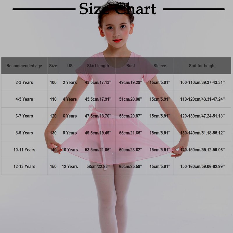 ZACPNCV Ballet Leotards For Girls Short Sleeve Toddler Dance Leotard Outfits With Skirt Classic Black 4-5 Years