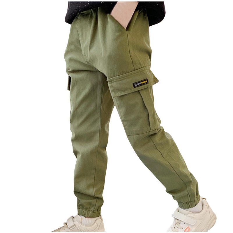 ZOYOEN Boys Cargo Pants- Straight Leg Elastic Waist Fashion Kids Cotton Joggers Size 6
