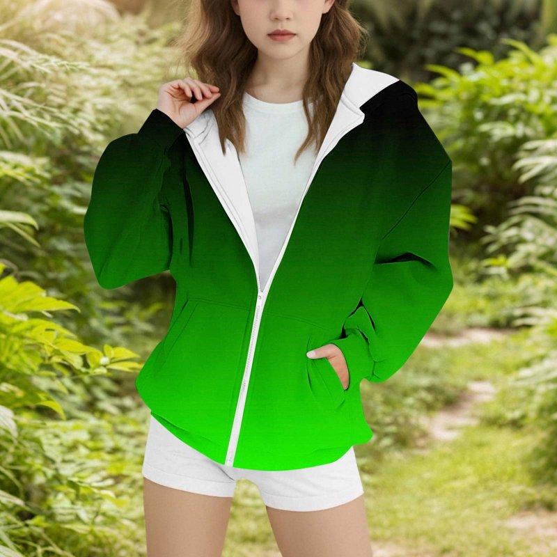 Zpanxa Girls Ombre Print Fleece Hoodie Winter Fall Casual Athletic Pullover Cozy Warm Long Sleeve Hooded Jacket For Kids 4-15 Years