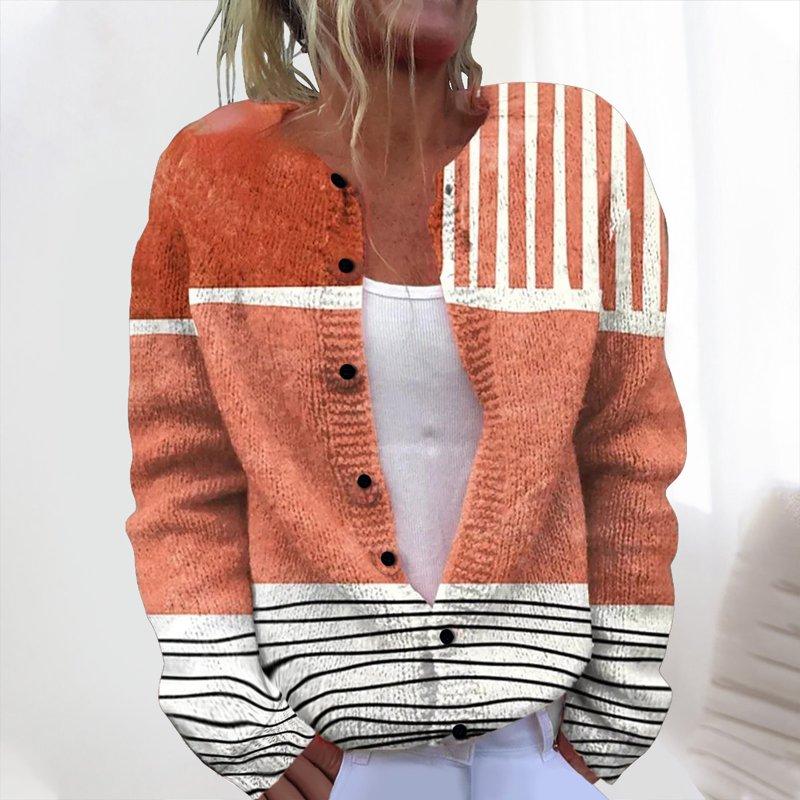 ZQGJB Floral Pattern Print Open Front Cardigan Sweaters For Women Plus Size Fall Winter Long Sleeve Cable Knit Hollow Out Button Down Jacket Tops Loose Overszied Baggy Outwear Coat Multicolor#08 L