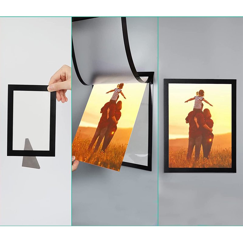 12 8x10 Black Magnetic Photo Picture Frame Set For Refrigerator Kitchen Classroom Window