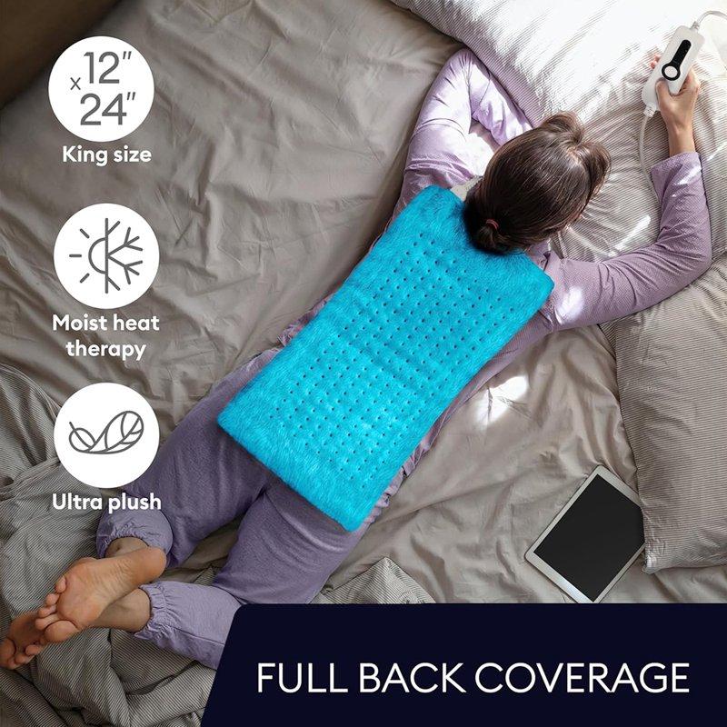 12"x24" Double Sided Heating Pad Heat Pad With 3 Settings For Neck & Shoulders Heat Patches Light Blue