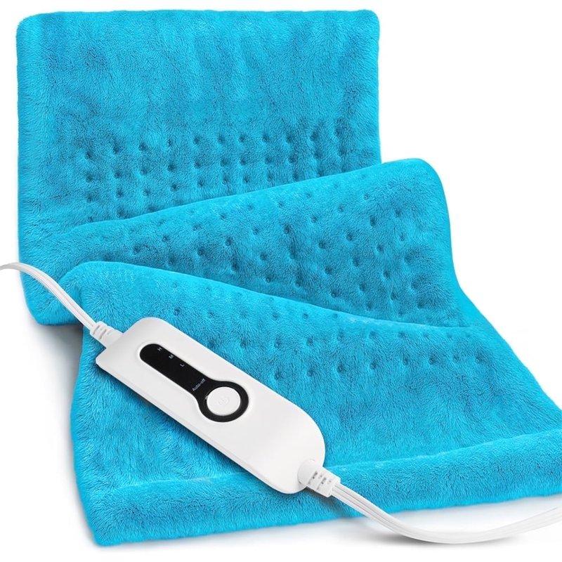 12"x24" Double Sided Heating Pad Heat Pad with 3 Settings for Neck & Shoulders Heat Patches Light Blue