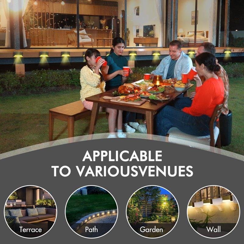 16 Pack Solar Deck Lights Outdoor Solar Step Lights Waterproof LED Solar Lights For Outdoor Stairs Step Fence Yard Patio Pathway Christmas Decoration Lights(Black-Warm White)