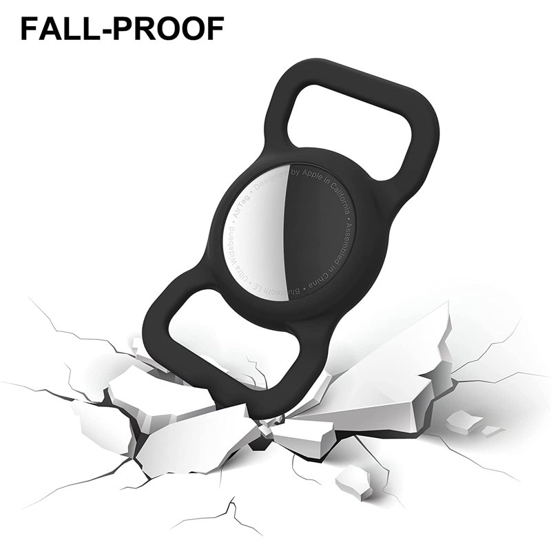 [2 Pack]Airtag Dog Collar Holder Air Tag Protective Cat Airtag Dog Collar Silicone AirTags GPS Tracking Accessories Air Tags With Bone Pattern(Black/Pink)