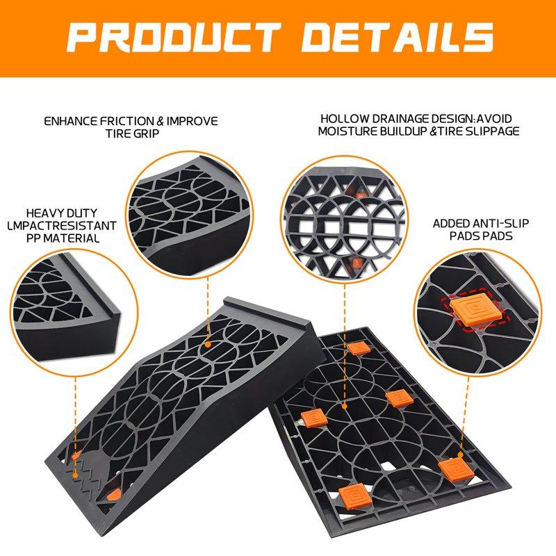 2 Pack Car Ramp Car Ramp For Oil Change Lift And Vehicle Maintenance Heavy Duty Tire Ramps For Low Chassis Cars And Support Jack 17''x9.25''x3.15''