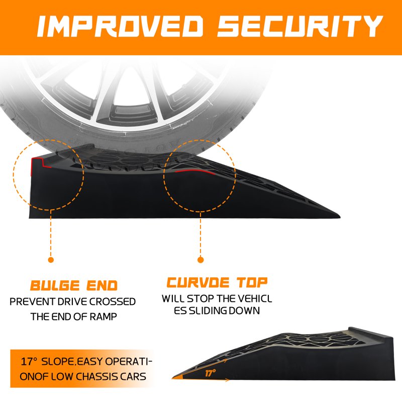 2 Pack Car Ramp Car Ramp For Oil Change Lift And Vehicle Maintenance Heavy Duty Tire Ramps For Low Chassis Cars And Support Jack 17''x9.25''x3.15''