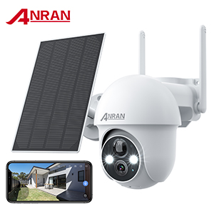 2K Solar Security Camera With Spotlight ANRAN 360° View Wireless Outdoor Camera Waterproof PIR Detection Rechargeable Battery Powered Home Surveillance Camera With Color Night Vision 2-Way Audio