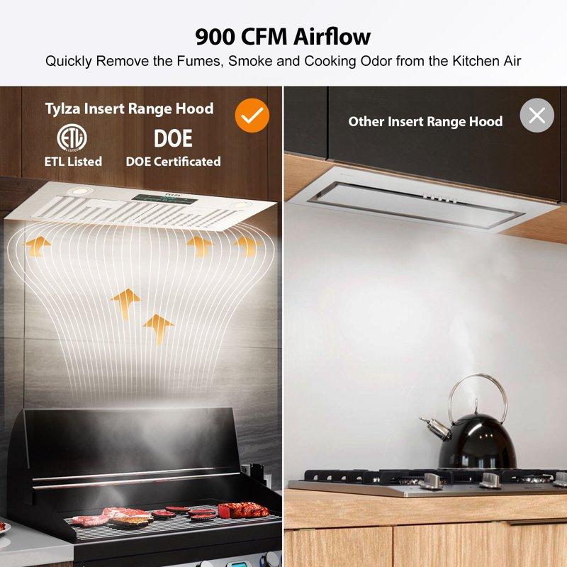 30" Under Cabinet Range Hood Kitchen Stove Vent Hood With 900 CFM 4 Speed Gesture Sensing&Touch Control Panel