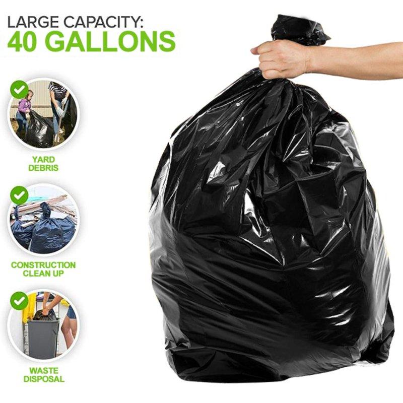 40-45 Gallon Trash Bags 1.5Mil Black Heavy Duty Garbage Can Liners 36'' X 44'' (60 Count)