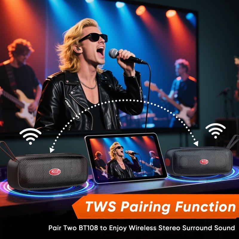 40W Portable Wireless Bluetooth Speaker IPX7 Outdoor Loud Sound Speaker Deep Bass Professional True Wireless Stereo Pairing For Home/Outdoor/Party/Beach/Back To School/Birthday Gift(Black)