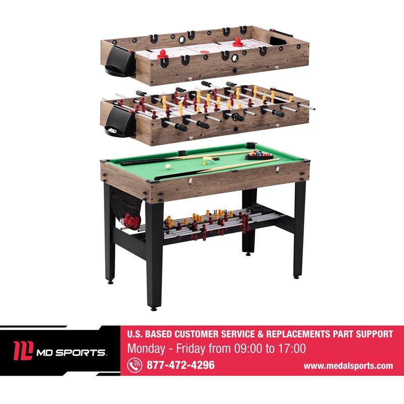48" 3-in-1 Multi Game Pool Table Air Hockey Foosball Table By MD Sports