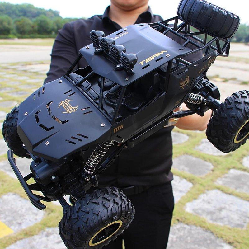 4DRC 1:12 Rc Car Off Road Truck Remote Control Car Metal Shell 2.4G 4WD Dual Motors With 2 Batteries Black