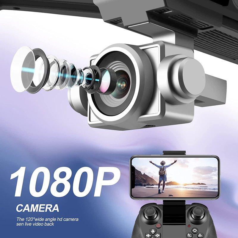 4DRC V14 Drone With 1080P HD Camera Live Video 120°Wide-Angle Wifi Altitude Hold 3D Flip 2 Batteries Black