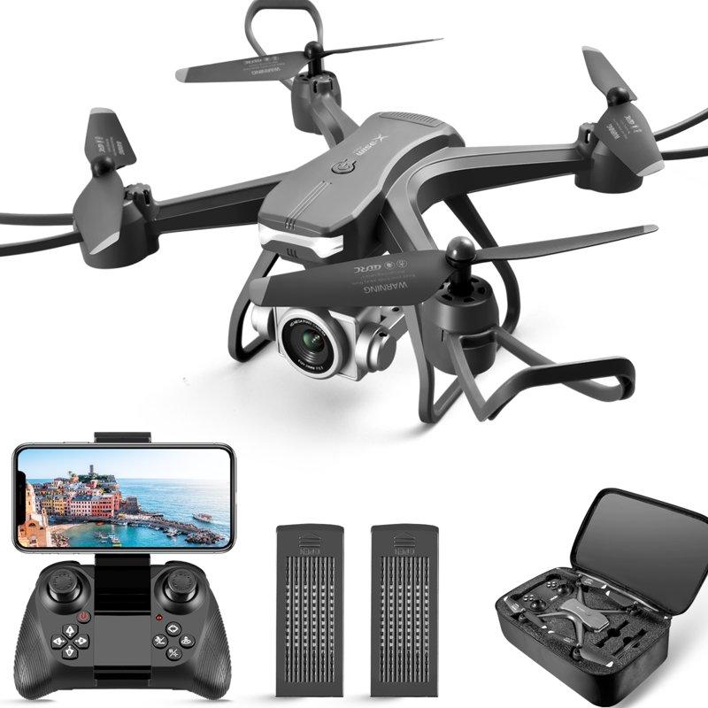 4DRC V14 Drone With 1080P HD Camera Live Video 120°Wide-Angle Wifi Altitude Hold 3D Flip 2 Batteries Black