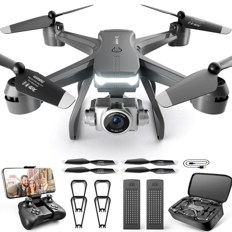 4DRC V14 Drone with 1080P HD Camera Live Video 120°Wide-Angle Wifi Altitude Hold 3D Flip 2 Batteries Black
