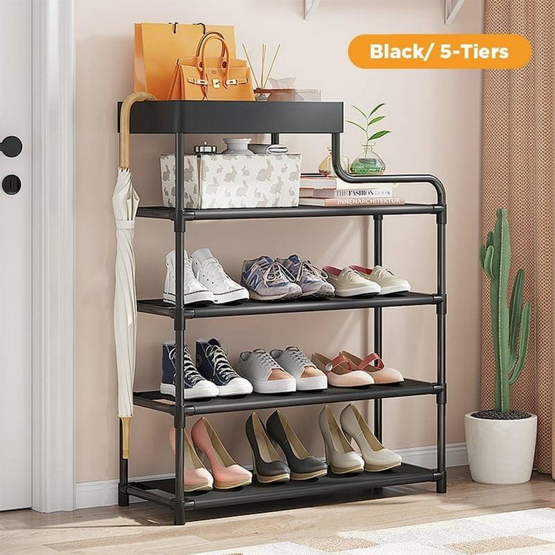 5-Tier Free Standing Shoe Rack 30.9 Inches Shoe Shelf Entryway Shoe Organizer Storage Cabinet Black