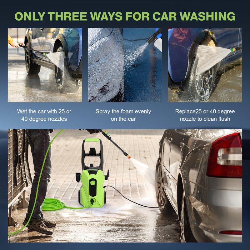 5000PSI Electric Pressure Washer 2025 New Power Washer With 33FT Resistant Extension Pressure Washer Hose 4 Nozzles Professional Powerwashers For Home/Car(Green)
