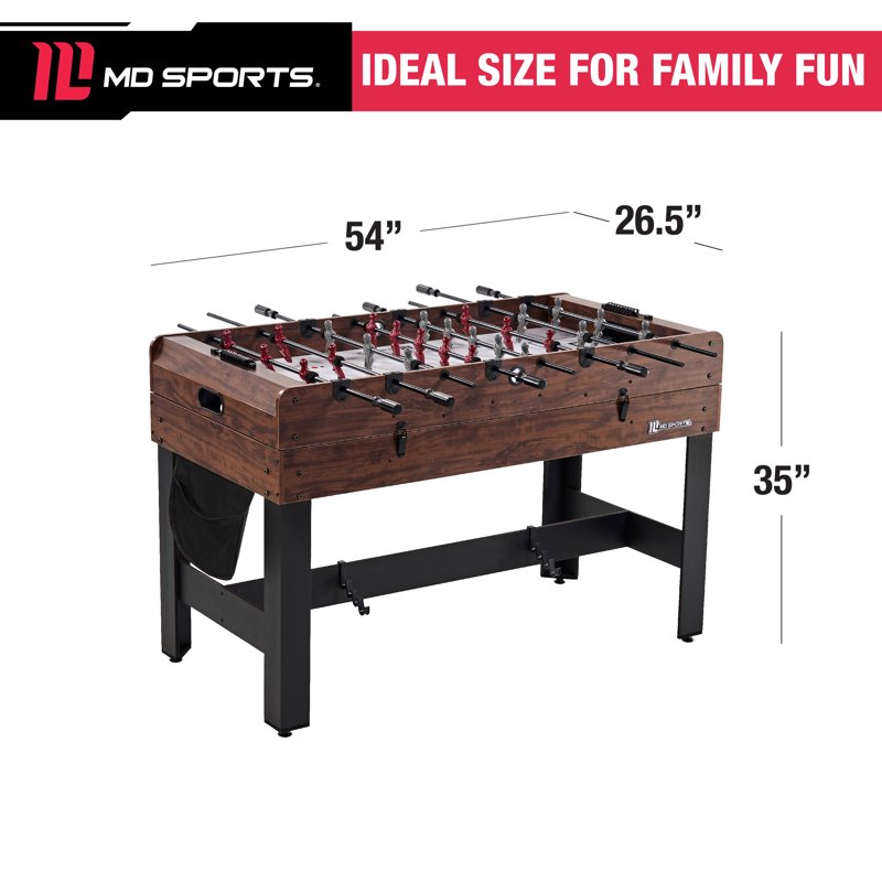 54" 4-in-1 Multi Game Pool Table Table Tennis Pong Table Air Hockey Foosball By MD Sports