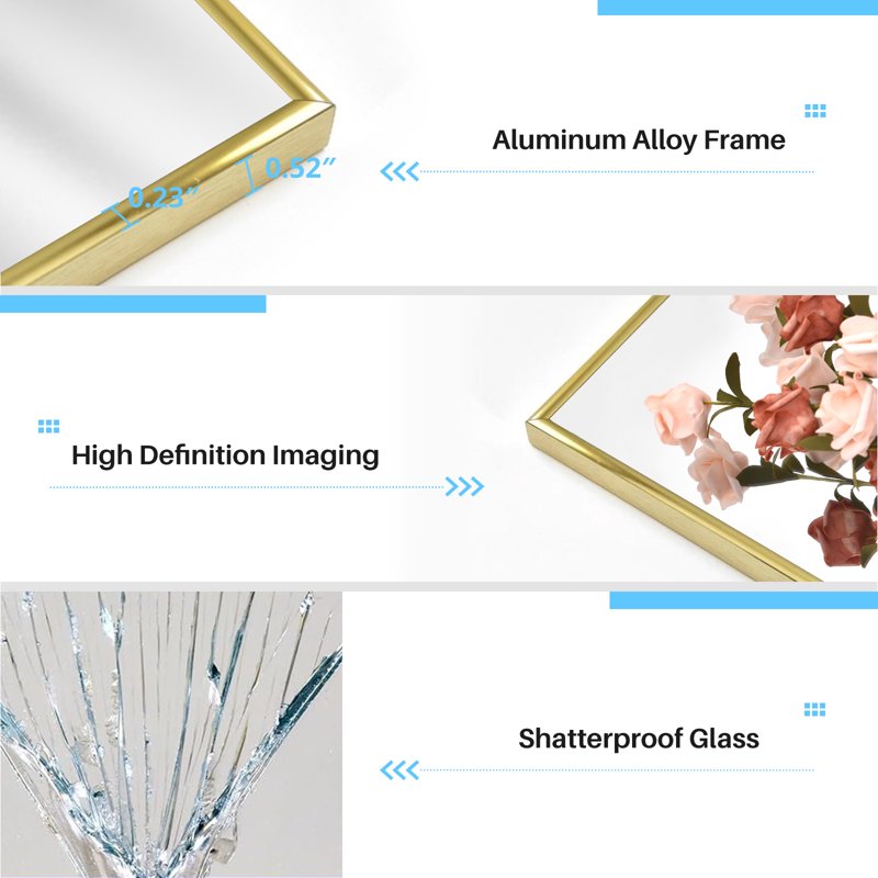 59"x16" Full Length Mirror Full Body Floor Mirror With Stand For Bedroom Cloakroom Gold