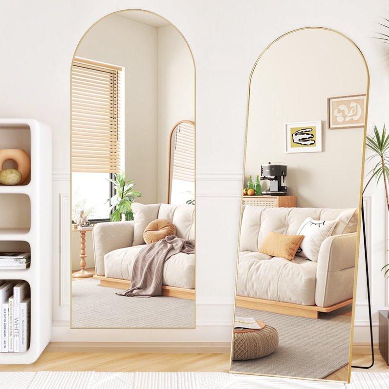 59"x16" Full Length Mirror Full Body Floor Mirror with Stand for Bedroom Cloakroom Gold