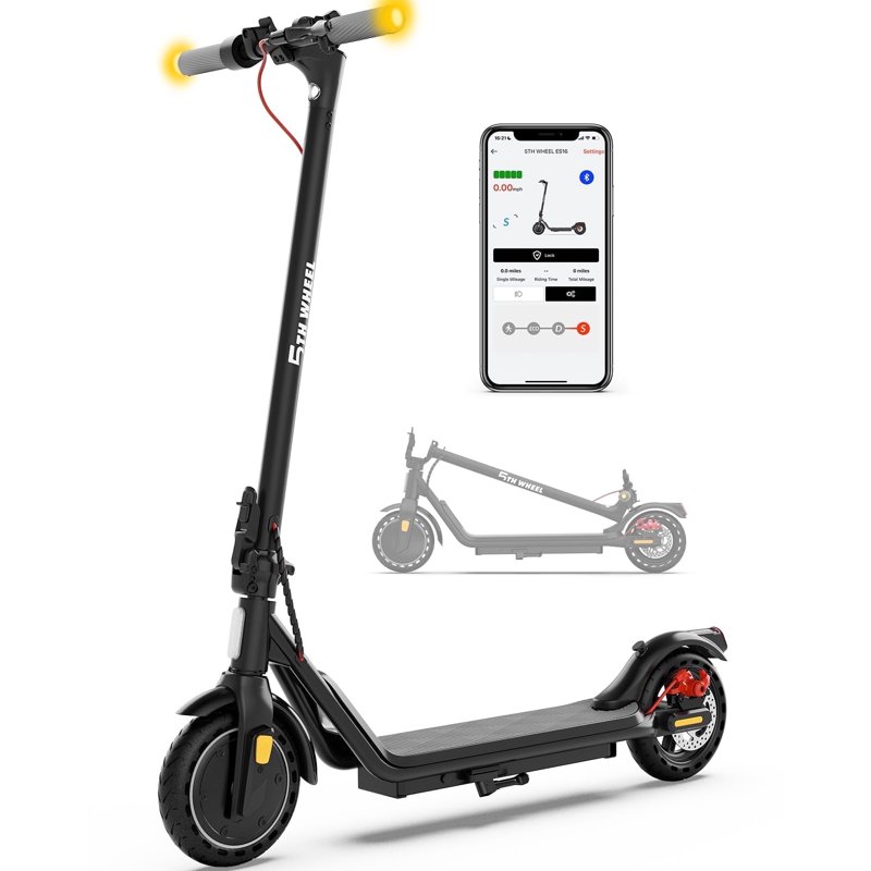 5TH WHEEL W16S 300W Electric Scooter With Turn Signal 8.5” Solid Tires 18mph & 12Miles Range Folding Commuting E-Scooter For Adults With APP Control